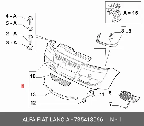 Бампер передний 735418066 ALFA ROMEO