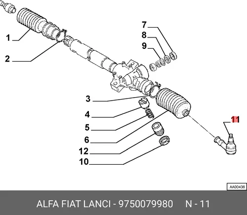 Рулевой наконечник ALFA ROMEO 9750079980