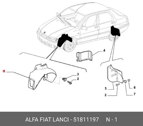 Подкрылок ALFA ROMEO 51811197