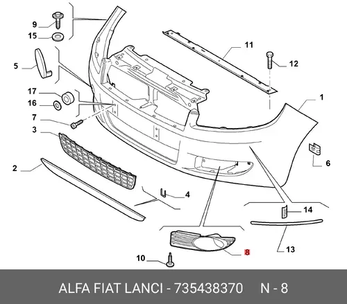 Решетка бампера ALFA ROMEO 735438370