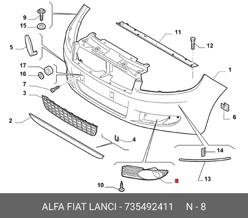 Решетка бампера ALFA ROMEO 735492411