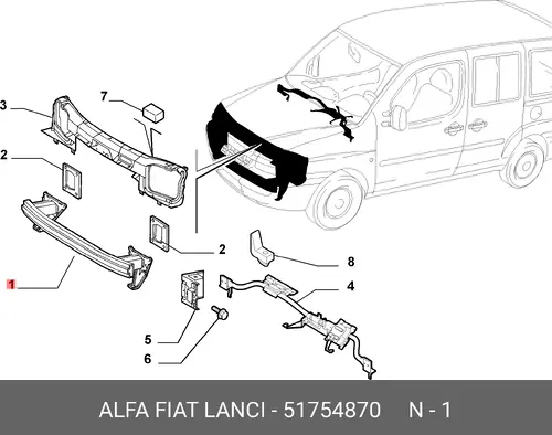 Усилитель бампера ALFA ROMEO 51754870