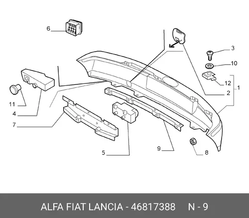 Усилитель бампера ALFA ROMEO 46817388