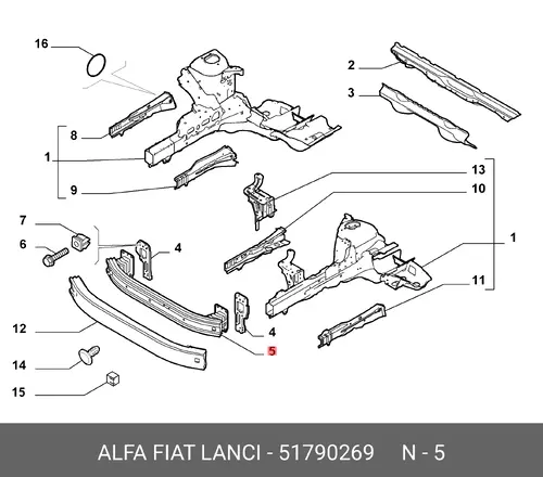 Усилитель бампера ALFA ROMEO 51790269