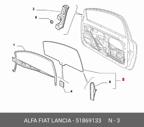 стекло переднее правое 51869133 ALFA ROMEO