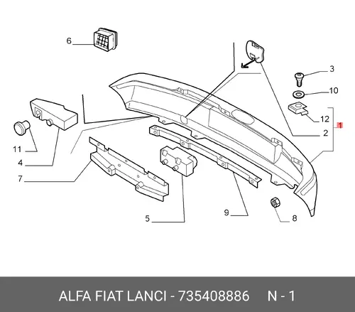 Задний бампер 735408886 LANCIA