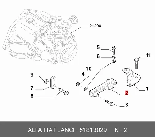 кронштейн подвески двигателя 51813029 LANCIA