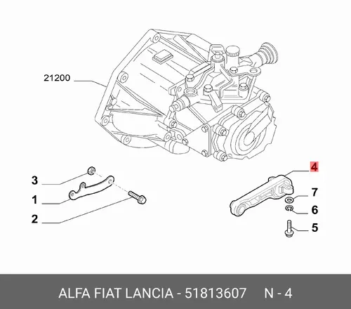 кронштейн подвески двигателя 51813607 LANCIA