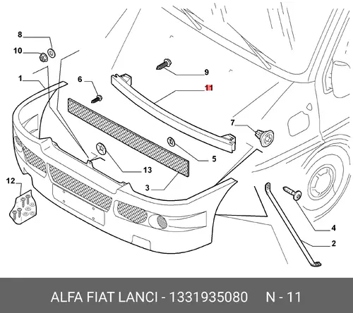 Усилитель бампера LANCIA 1331935080