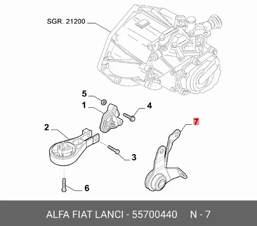 кронштейн подвески двигателя 55700440 LANCIA