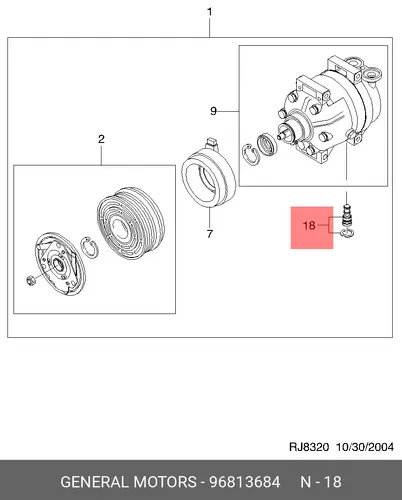 Клапан кондиционера GM 96813684