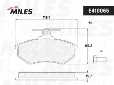 Тормозные колодки дисковые передняя ось MILES E410065