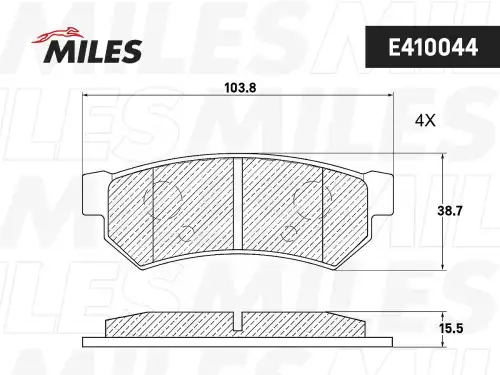 Тормозные колодки дисковые задняя ось MILES E410044