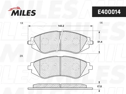 Тормозные колодки дисковые передняя ось MILES E400014