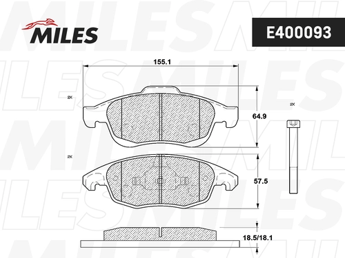 Тормозные колодки дисковые передняя ось MILES E400093