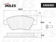 Тормозные колодки дисковые передняя ось MILES E400400