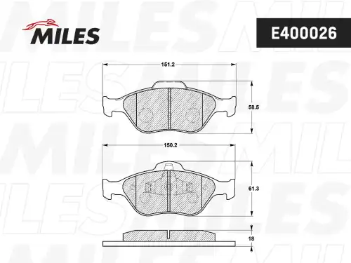 Тормозные колодки дисковые передняя ось MILES E400026