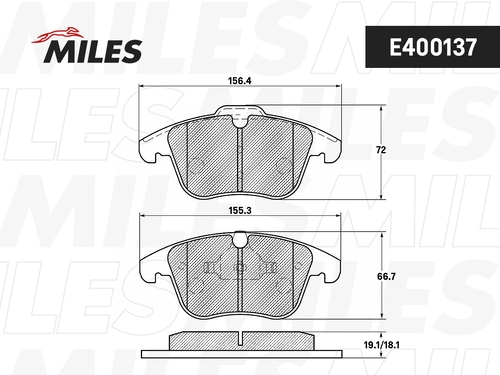 Тормозные колодки дисковые передняя ось MILES E400137
