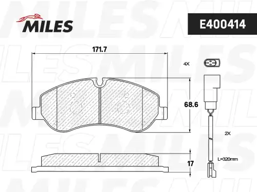 Тормозные колодки дисковые передняя ось MILES E400414