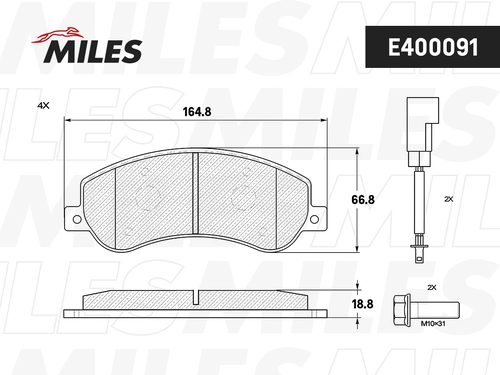 Тормозные колодки дисковые передняя ось MILES E400091