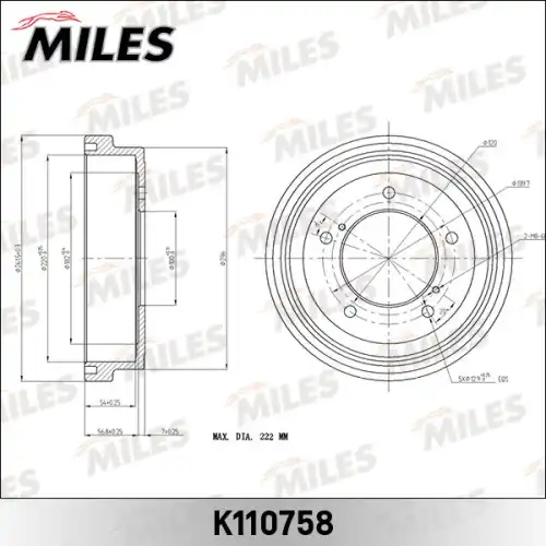 Тормозной барабан MILES K110758