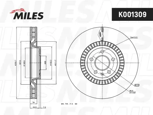 Тормозной диск MILES K001309
