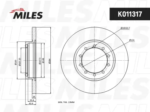 Тормозной диск MILES K011317