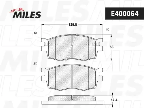 Тормозные колодки дисковые передняя ось MILES E400064