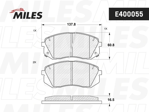 Тормозные колодки дисковые передняя ось MILES E400055