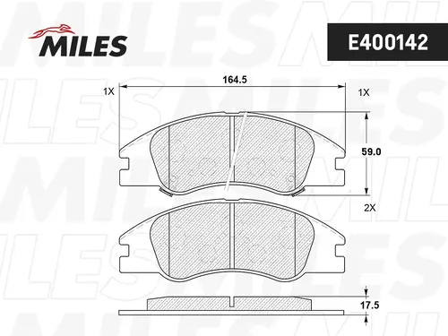 Тормозные колодки дисковые передняя ось MILES E400142