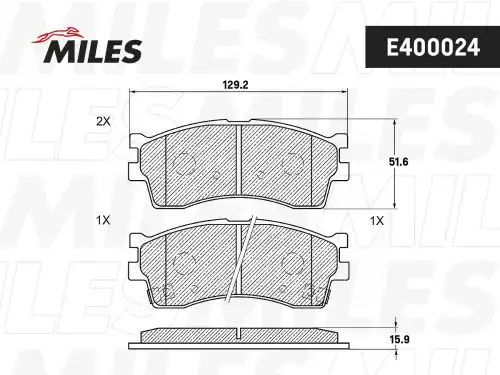Тормозные колодки дисковые передняя ось MILES E400024