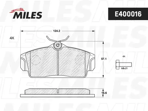Тормозные колодки дисковые передняя ось MILES E400016