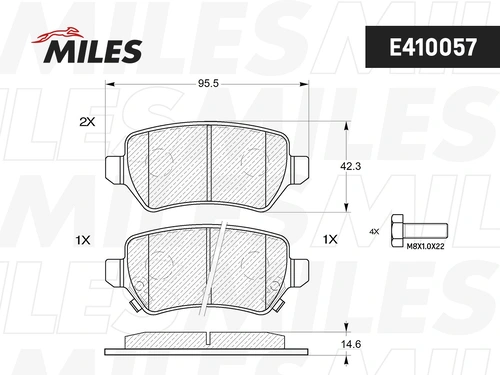 Тормозные колодки дисковые задняя ось MILES E410057