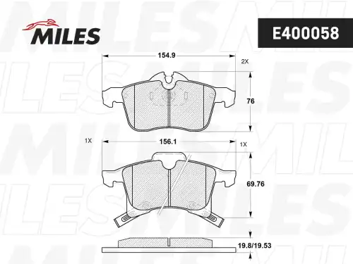 Тормозные колодки дисковые передняя ось MILES E400058