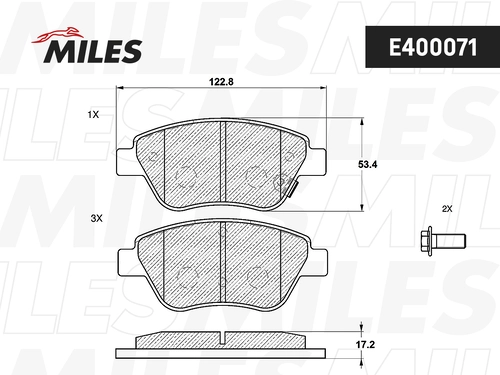 Тормозные колодки дисковые передняя ось MILES E400071