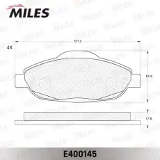 Тормозные колодки дисковые передняя ось MILES E400145