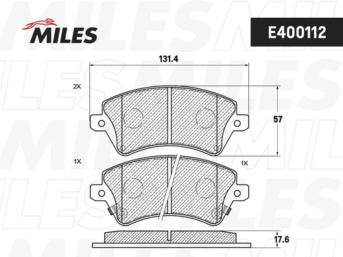 Тормозные колодки дисковые передняя ось MILES E400112