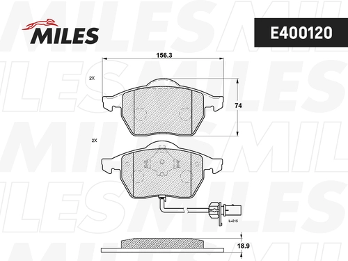 Тормозные колодки дисковые передняя ось MILES E400120