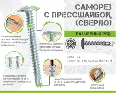 Саморез с п/ш, сверло 4.2х41 (упак/500шт) 81006 EKT