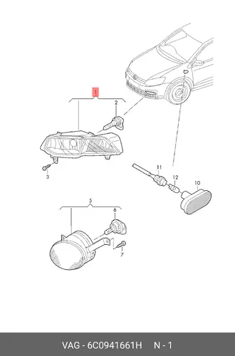 Фара противотуманная VAG 6C0941661H