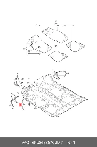 Коврики в салон VAG 6RU863367C UM7