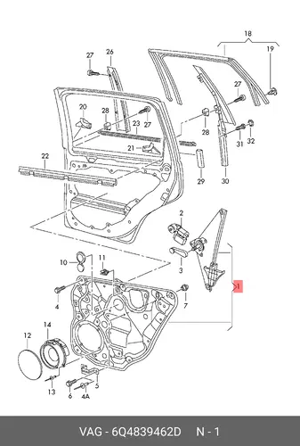 Cтеклоподъемник 6Q4839462D VAG