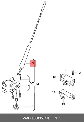 Cтержень антенны 1J0035849D VAG