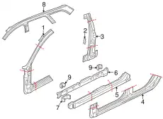 Cтойка B внутри 4B0809224H VAG