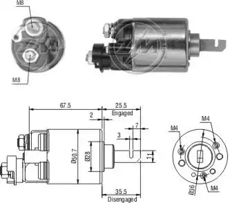 Втягивающее реле стартера ZM604 ZM
