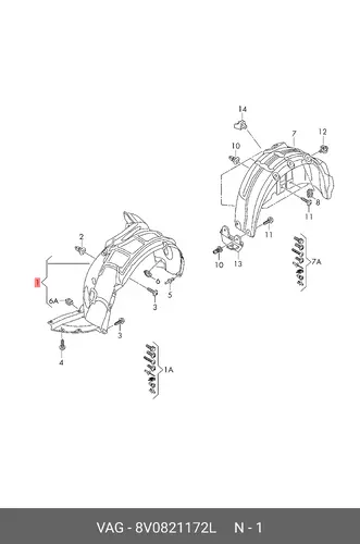 Подкрылок VAG 8V0821172L