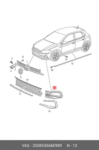 Решетка радиатора VAG 2G0853666E9B9
