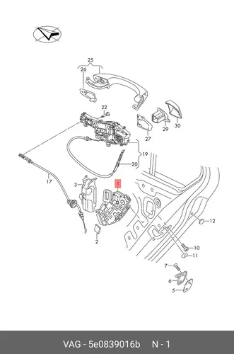 замок дверной, прав. 5E0839016B VAG