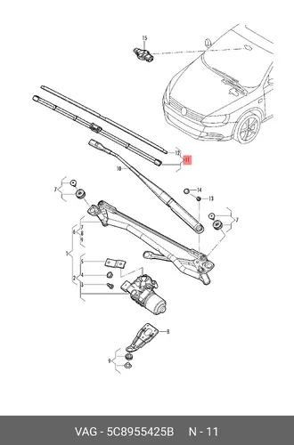 Щетка стеклоочистителя 5C8955425B VAG