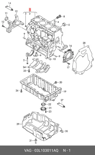 Блок цилиндров 03L103011AQ VAG